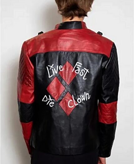 Stylish Live Fast Die Clown Leather Jacket for Men