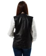 women black leather vest
