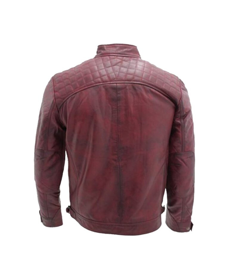 Buy Retro Racing Maroon Leather Jacket for Men