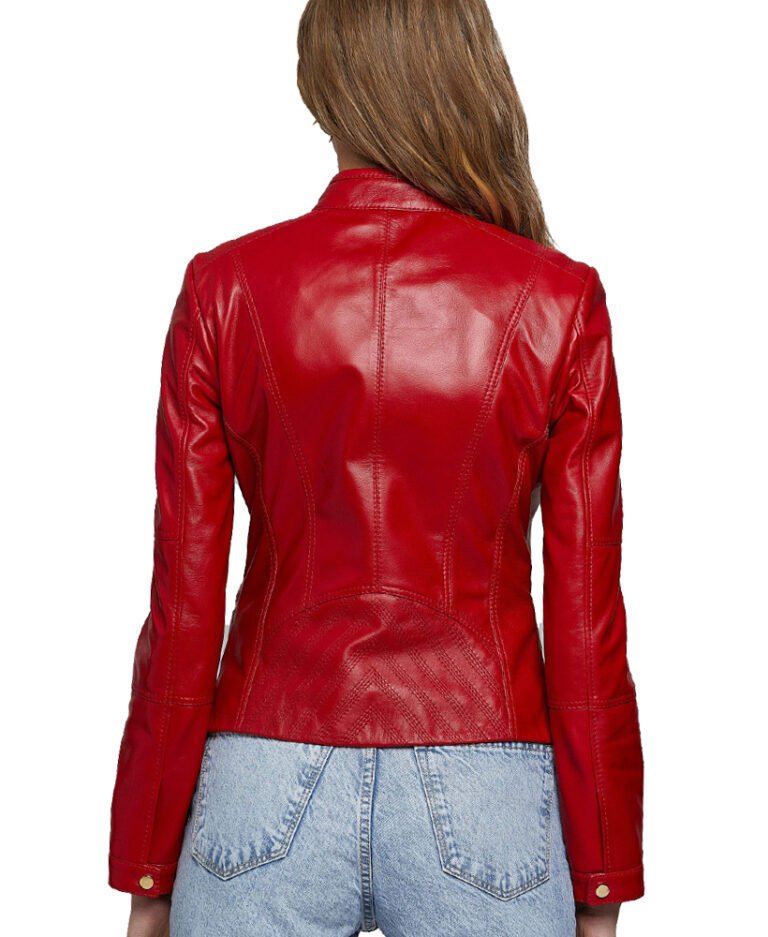 Buy Caroline Women's Biker Jacket iin Red