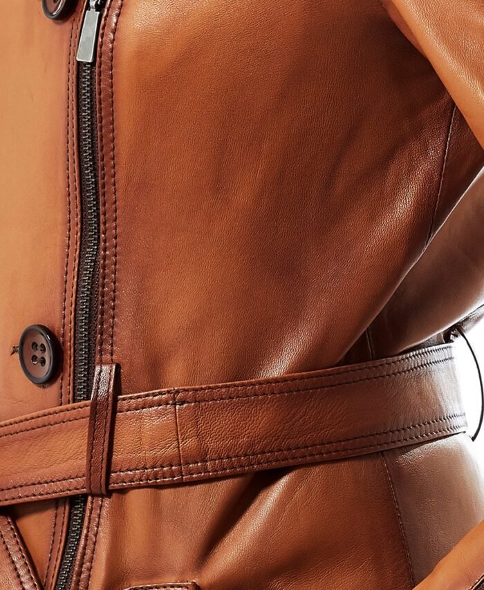 Buy Layla Antique Leather Trench Coat for Women in Brown