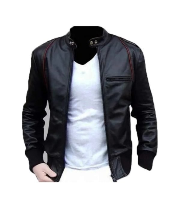 Men's Leather Motorcycle Jacket in black