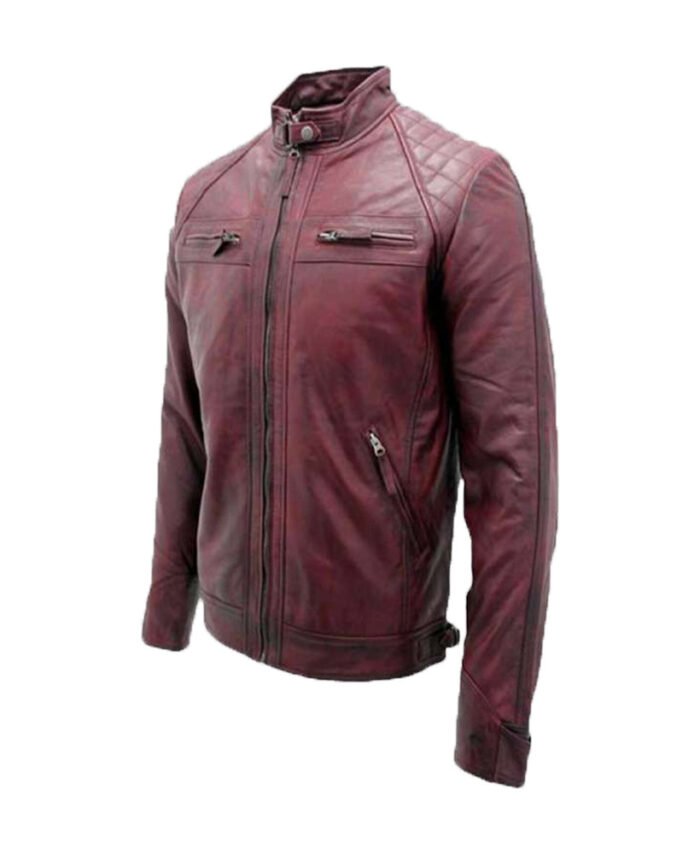 Buy Men's Retro Racing Maroon Leather Jacket