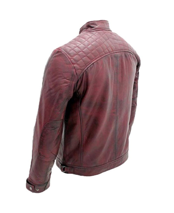 Buy Men's Retro Racing Leather Jacket in Maroon