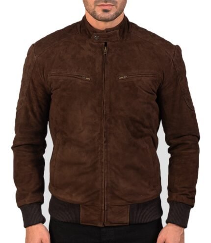 Buy Sven Mocha Suede Bomber Jacket