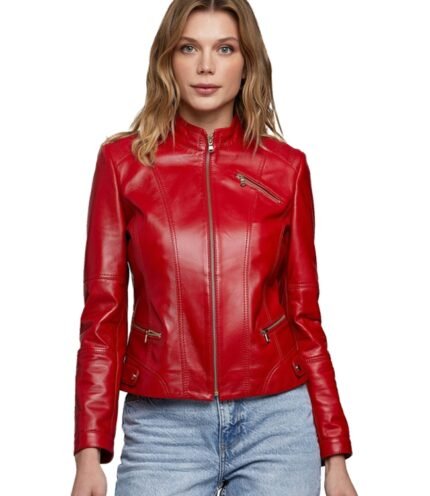 Buy Red Caroline Women's Biker Jacket