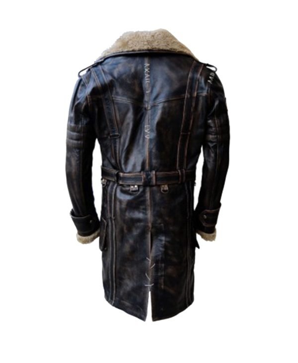Brown Fallout Distressed Leather Coat for Men