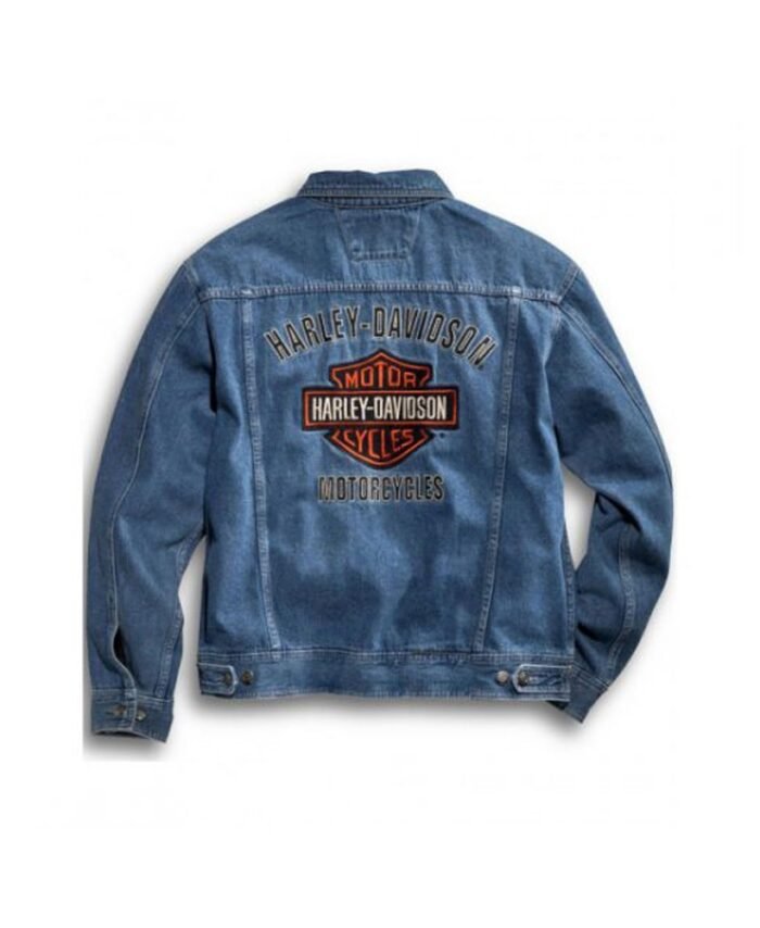 Buy Harley Davidson Denim Biker Jacket in Blue