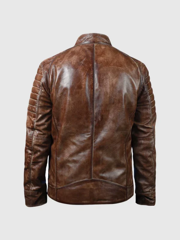 Men Waxed Brown Biker Leather Jacket