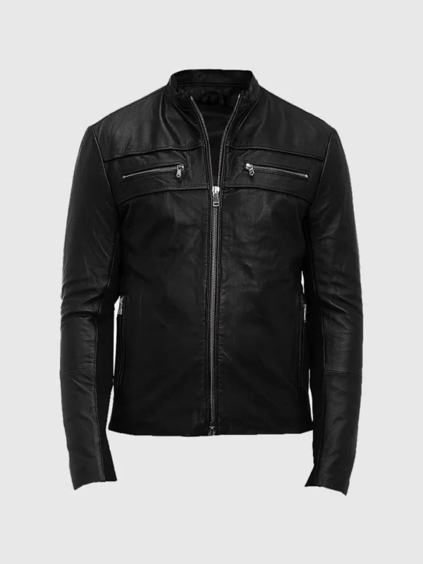 Buy Black Edge Leather Biker Jacket for Men on Sale