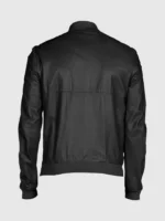 Striker Black Leather Bomber Jacket for Men