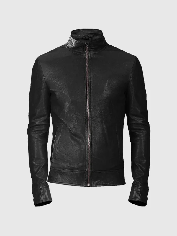 Shop Midnight Racer Leather Biker Jacket Black Color