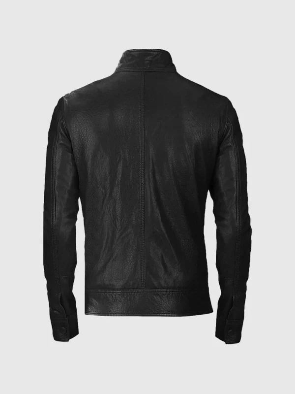 Midnight Racer Men's Leather Biker Jacket Black Shade