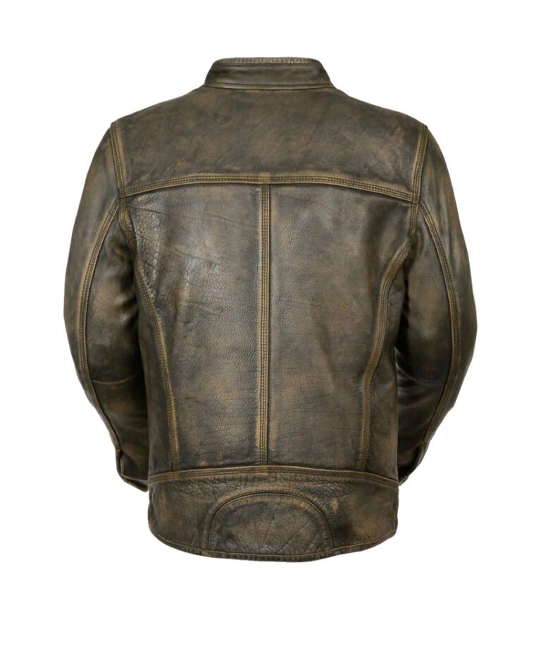 Buy Stand Collar Distressed Cafe Racer Biker Jacket for Men