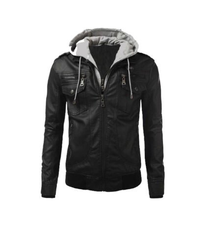 Men’s Biker Hooded Bomber Jacket