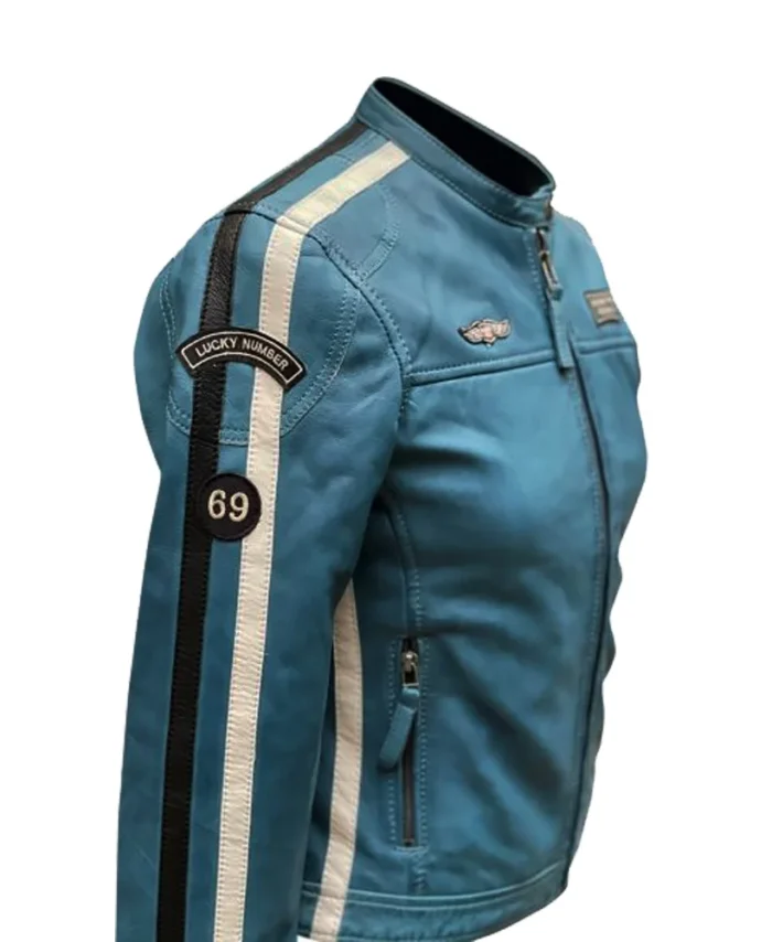 Buy Gulf Classic Leather Jacket Blue for Women - The Jacket Place