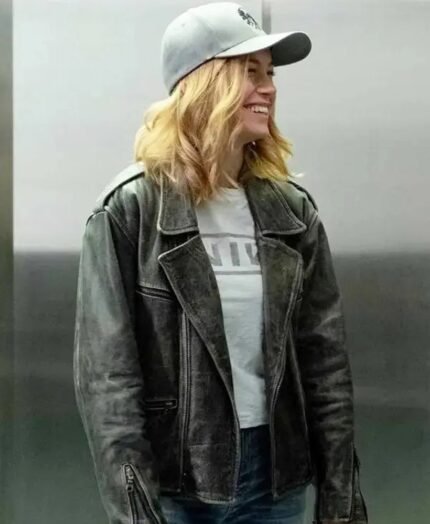 Captain Marvel Carol Denver Distressed Leather Jacket for Women