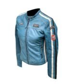 Women's Gulf Classic Leather Jacket in Blue Shade