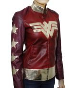 Celebrity Inspired Wonder Woman Leather Jacket on sale