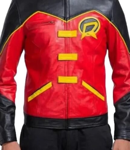 Buy Robin Tim Drake Red Leather Jacket for Men