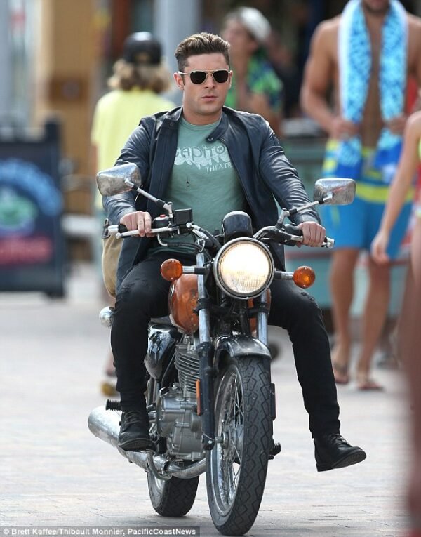 Buy Zac Efron Leather Jacket in Blue for Men