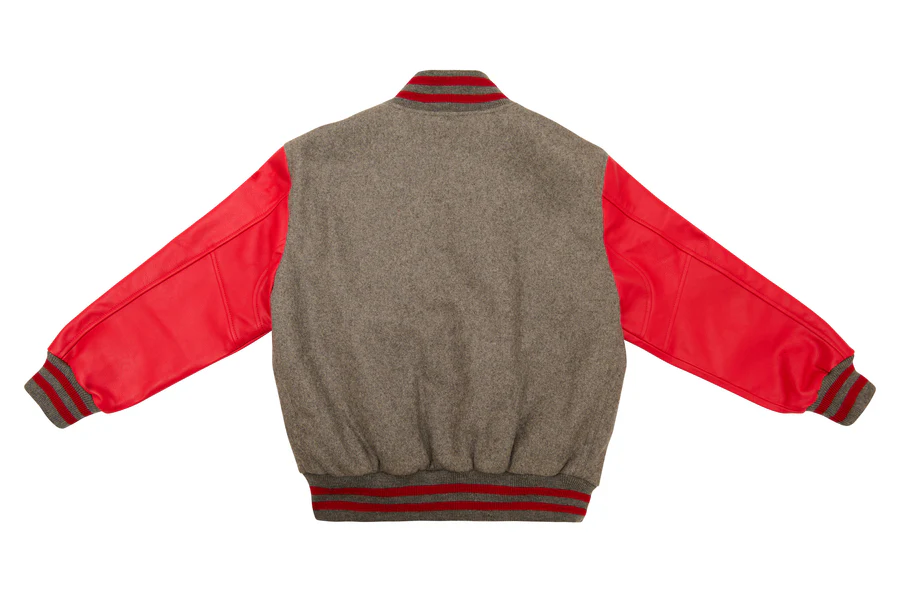 Light Oxford and Scarlet Red Varsity Jacket