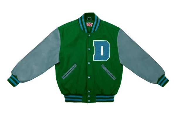 Bright Kelly Green and Columbia Blue Varsity Jacket