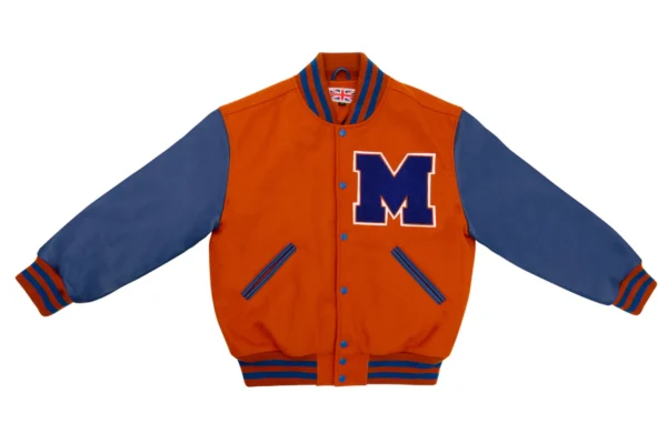 Varsity Jacket for Men - Pumpkin Orange and Bright Royal