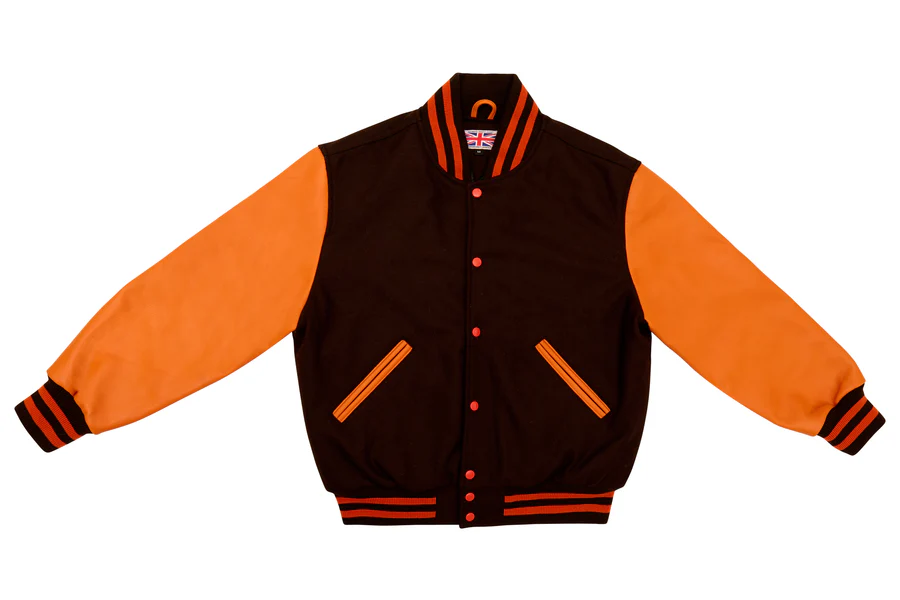 Brown and Burnt Orange Varsity Jacket