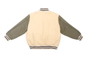 Shop Bright White and Grey Varsity Jacket