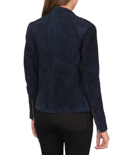 Buy Kelsee Navy Blue Biker Jacket