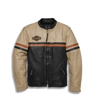 Buy Harley Davidson Racing Black Beige Jacket for Men