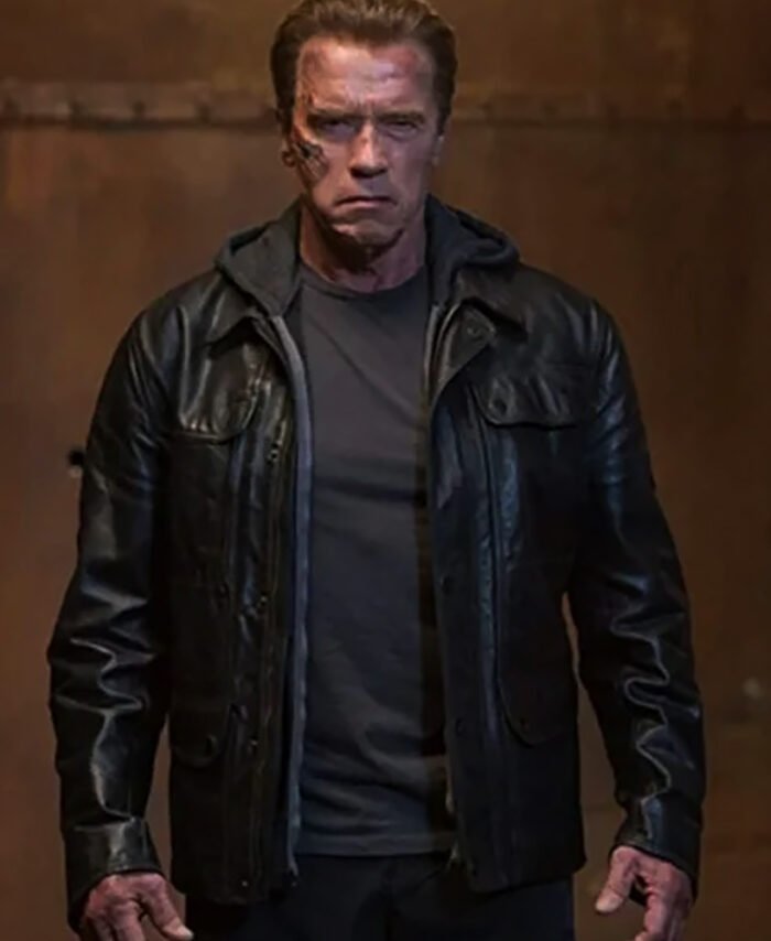 Buy Arnold Terminator Leather Hood Jacket in Black