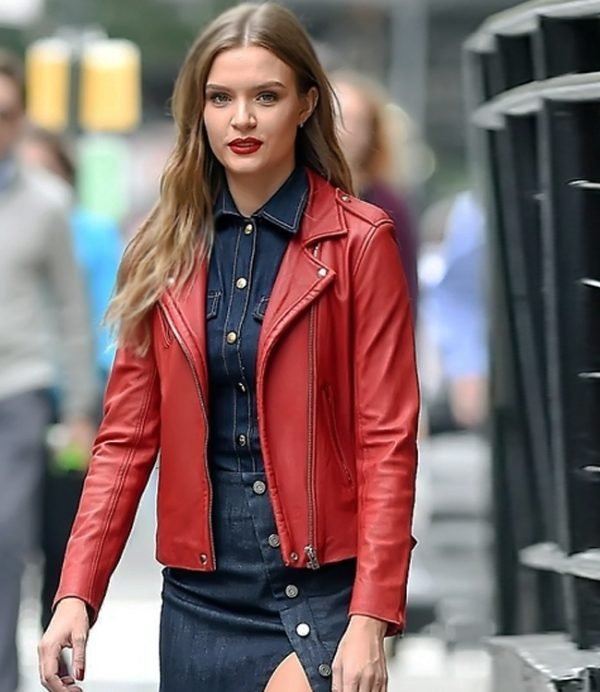 Buy Josephine Skyriver Red Leather Jacket for Women