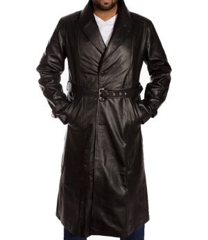 hooligan black leather coat