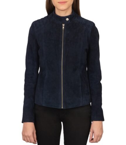 Buy Women's Kelsee Navy Blue Biker Jacket