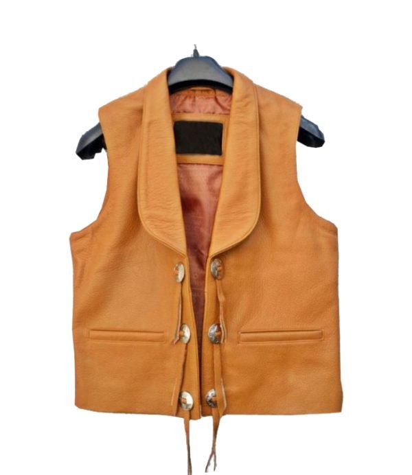 Lorne Greene Leather Brown Vest for Men