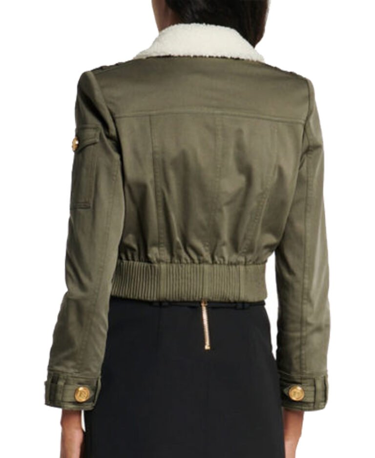 Buy Liza Lapira fur collar green jacket for Women