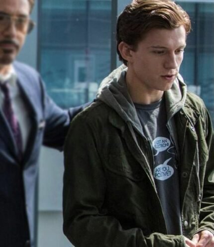 SpiderMan Tom Holland Green leather Jacket