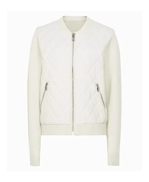 Celebrity Erin Doherty White Quilted Jacket for Women