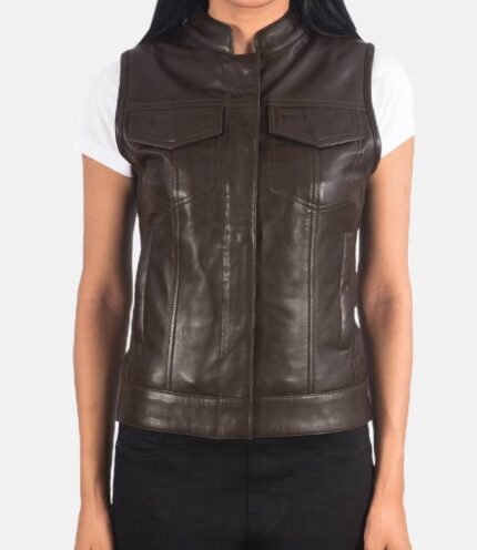 Buy Rayne Leather Vest in Brown