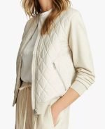 Shop Celebrity Erin Doherty White Leather Jacket for Women