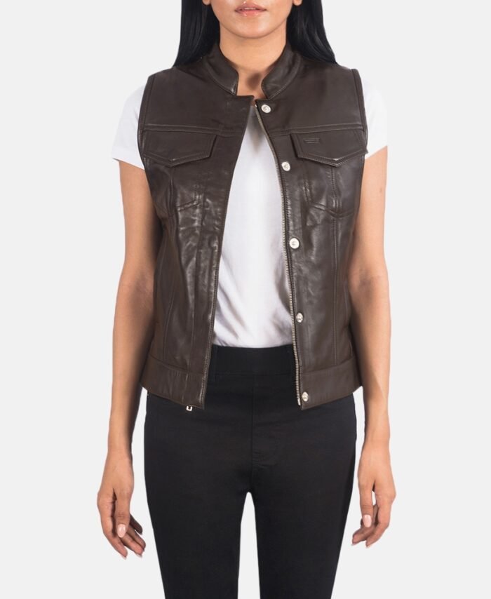 Brown Rayne Leather Vest for Women