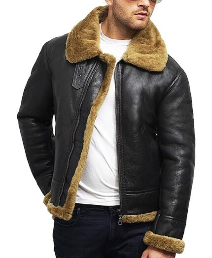 Aviator Ginger Bomber Leather Jacket for Men