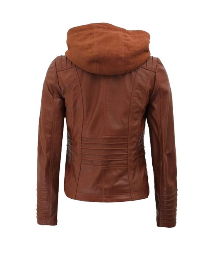 Buy Brown Hooded Leather Jacket on Sale