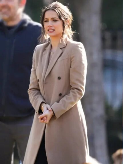 Melinda Van Allen Leather Trench Coat Beige - The Jacket Place