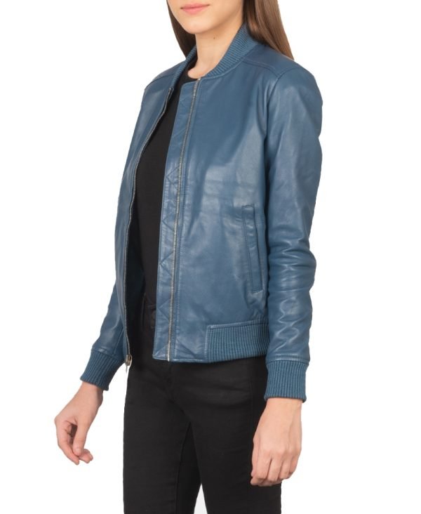 Bliss Blue Leather Jacket for Women on Sale - The Jacket Place