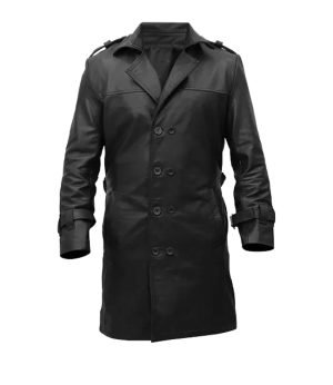 Rorschach leather trench coat