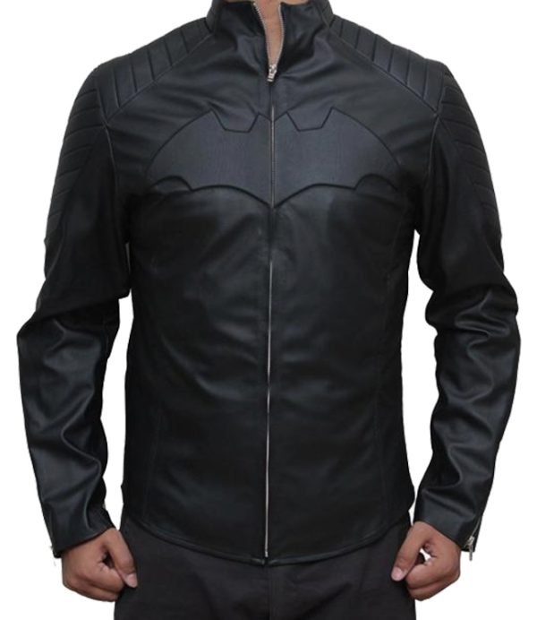 Buy Batman Begins Logo Leather Jacket Black Color - The Jacket Place