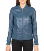 Bliss Blue Leather Jacket for Women